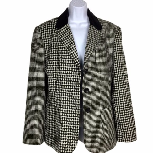 Vintage Preppy Houndstooth Black and White Jacket - Picture 3 of 8